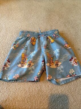 SpongeBob Squarepants Light Blue Tropical Print Kids Swim Trunks